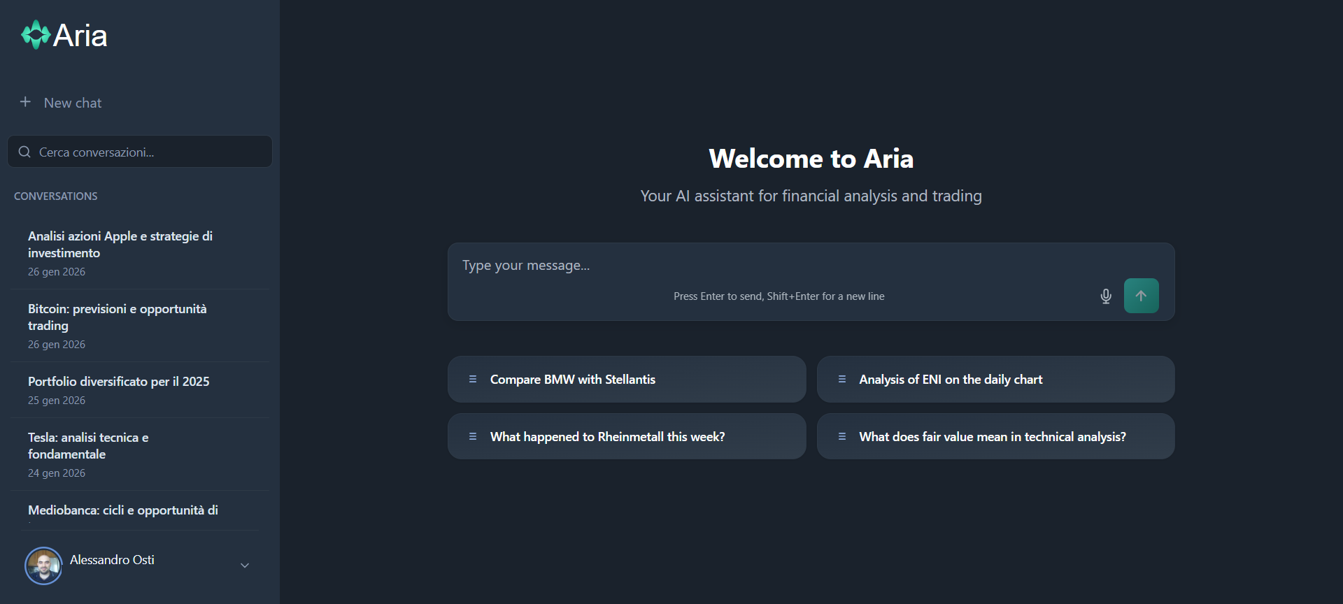 ARIA interface, the standalone conversational web app